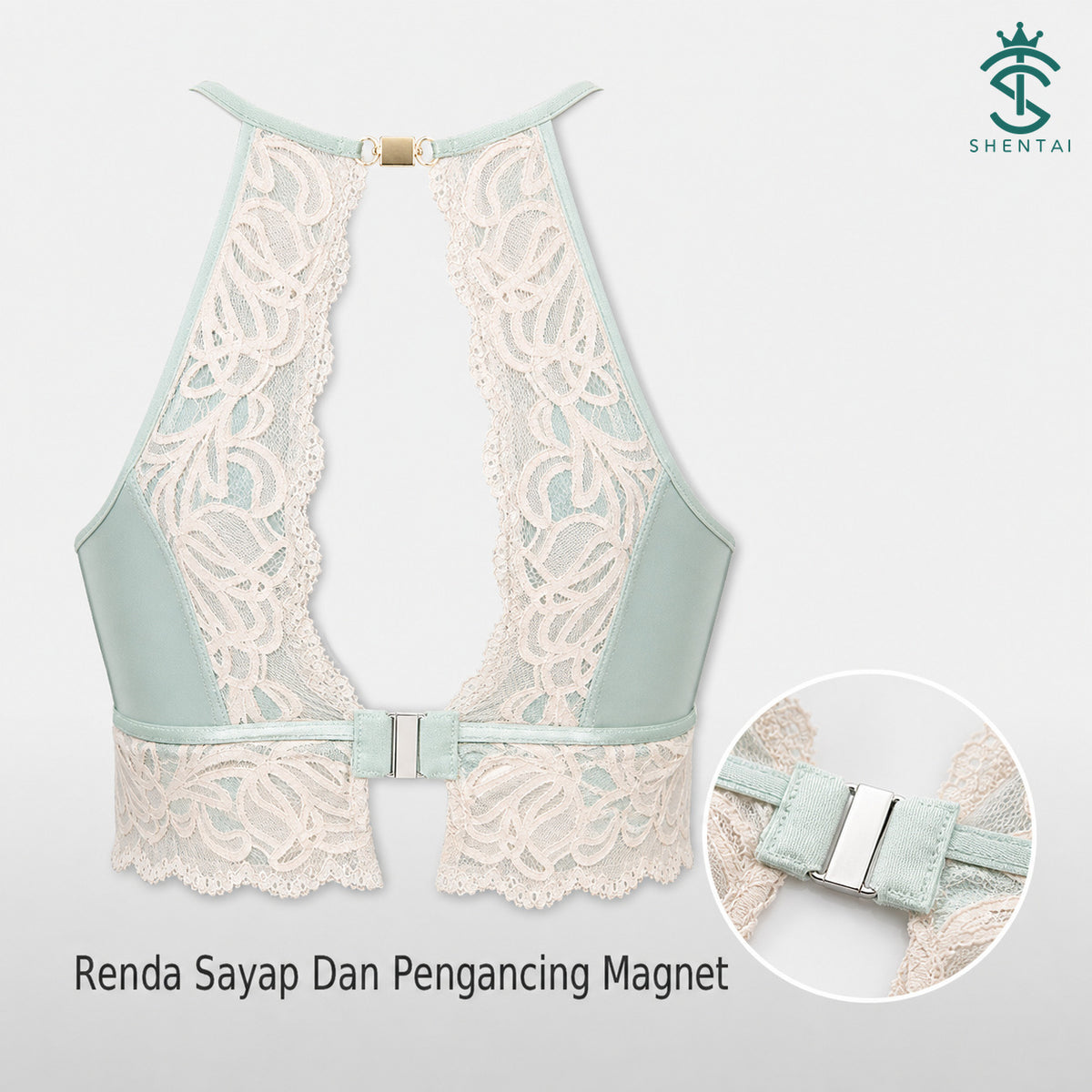 Bra Wanita Reka Bentuk Belakang Berkilau, 3 Warna 2302 – imej produk 4