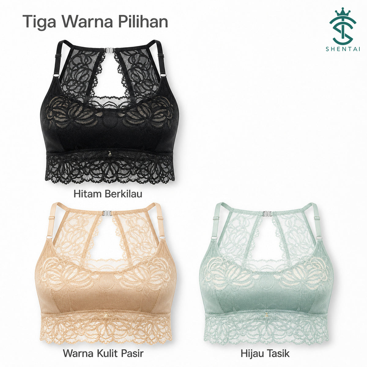 Bra Wanita Reka Bentuk Belakang Berkilau, 3 Warna 2302 – imej produk 5