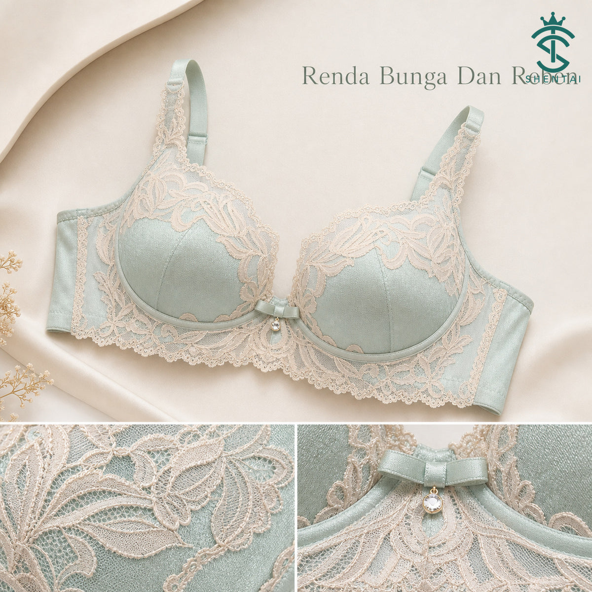 Bra Wanita Reka Bentuk Belakang Berkilau, 3 Warna 2302 – imej produk 6