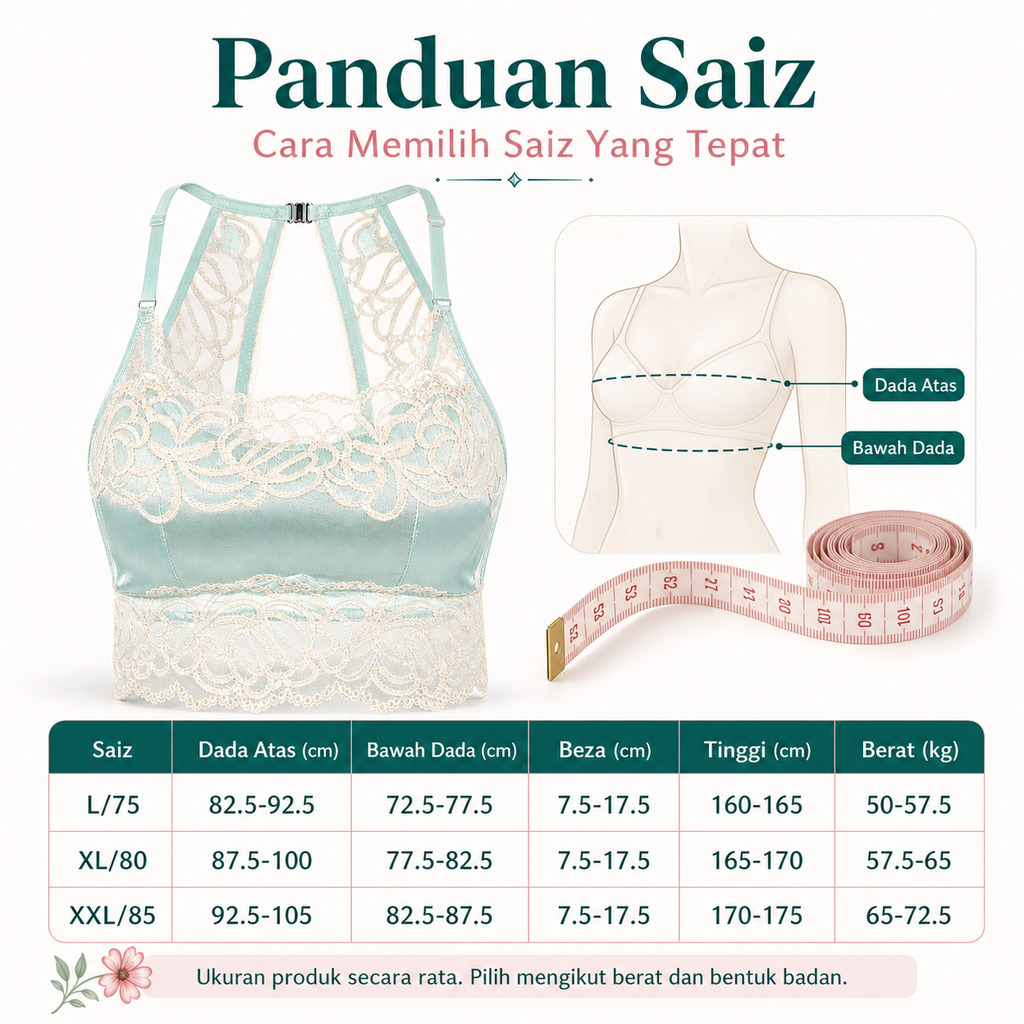 Bra Wanita Reka Bentuk Belakang Berkilau, 3 Warna 2302 – imej produk 9