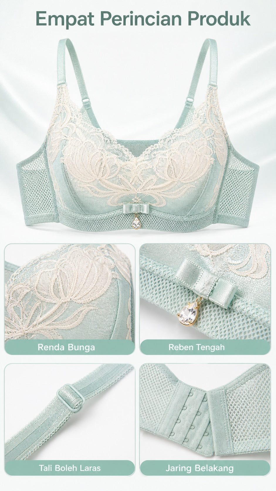 Bra Wanita Renda 3/4 Cawan Model Bintang, 3 Warna 2301 – butiran produk 3