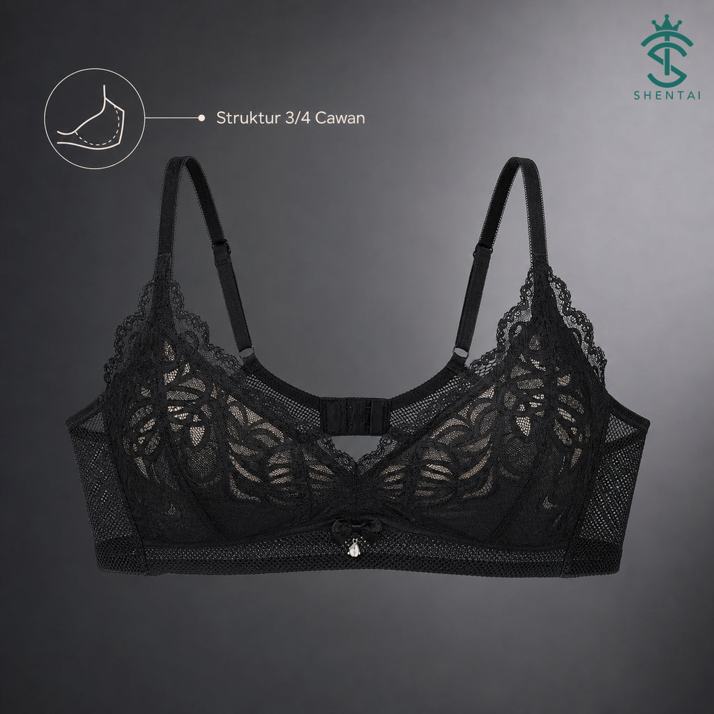 Bra Wanita Renda 3/4 Cawan Model Bintang, 3 Warna 2301 – imej produk 3