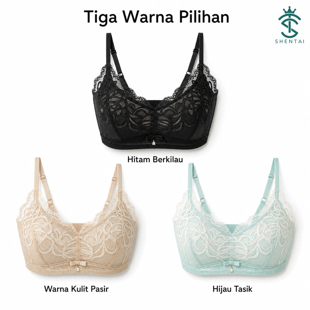 Bra Wanita Renda 3/4 Cawan Model Bintang, 3 Warna 2301 – imej produk 5