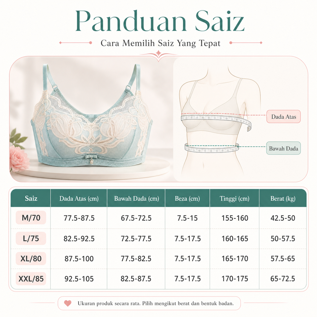Bra Wanita Renda 3/4 Cawan Model Bintang, 3 Warna 2301 – imej produk 9