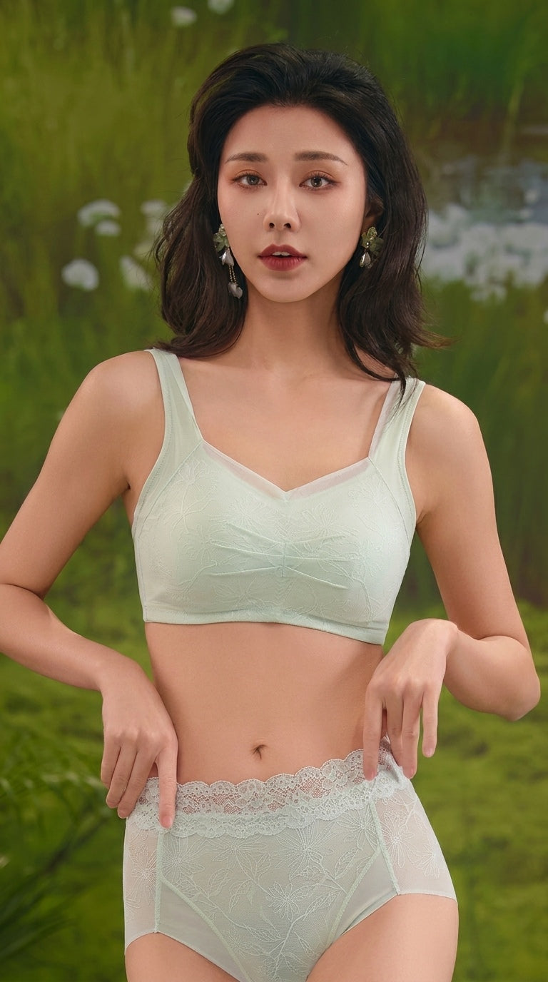 Bra Wanita Tali Lebar Gaya Bunga, 4 Warna 2403 – butiran produk 1