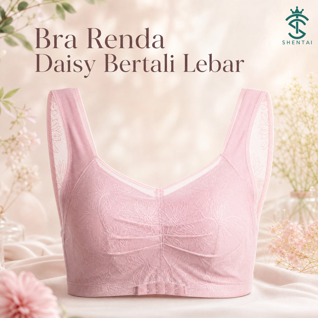 Bra Wanita Tali Lebar Gaya Bunga, 4 Warna 2403 – imej produk 1