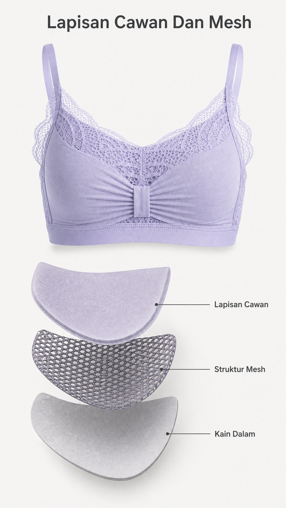 Bra Wanita 3/4 Cawan Gaya Rama-rama, 4 Warna 2401 – butiran produk 4
