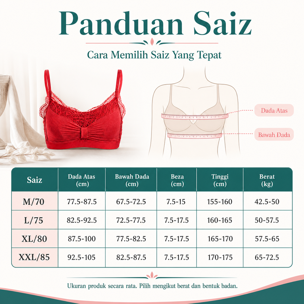 Bra Wanita 3/4 Cawan Gaya Rama-rama, 4 Warna 2401 – imej produk 9