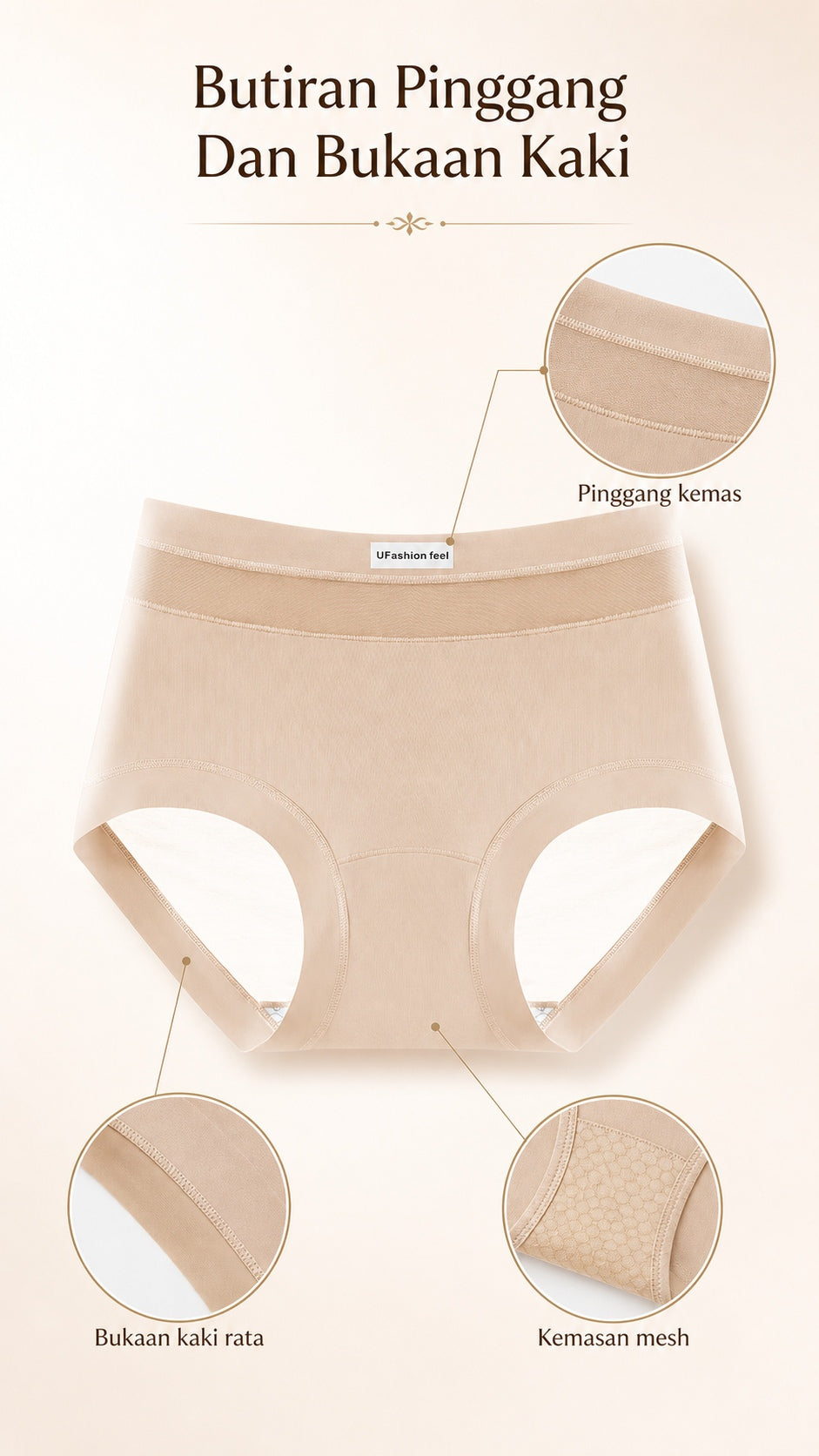 Seluar Dalam Wanita Gaya Perancis, Kain Sutera Lembut 6 Warna 2961 – butiran produk 3