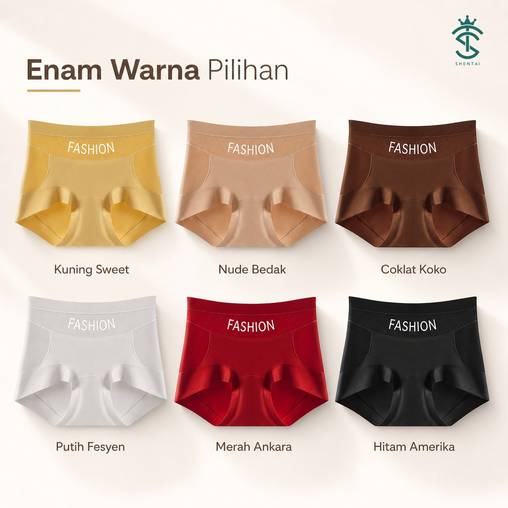 Seluar Dalam Wanita Pinggang Tinggi Panel Jaring, 6 Warna Selesa 663 – imej produk 6