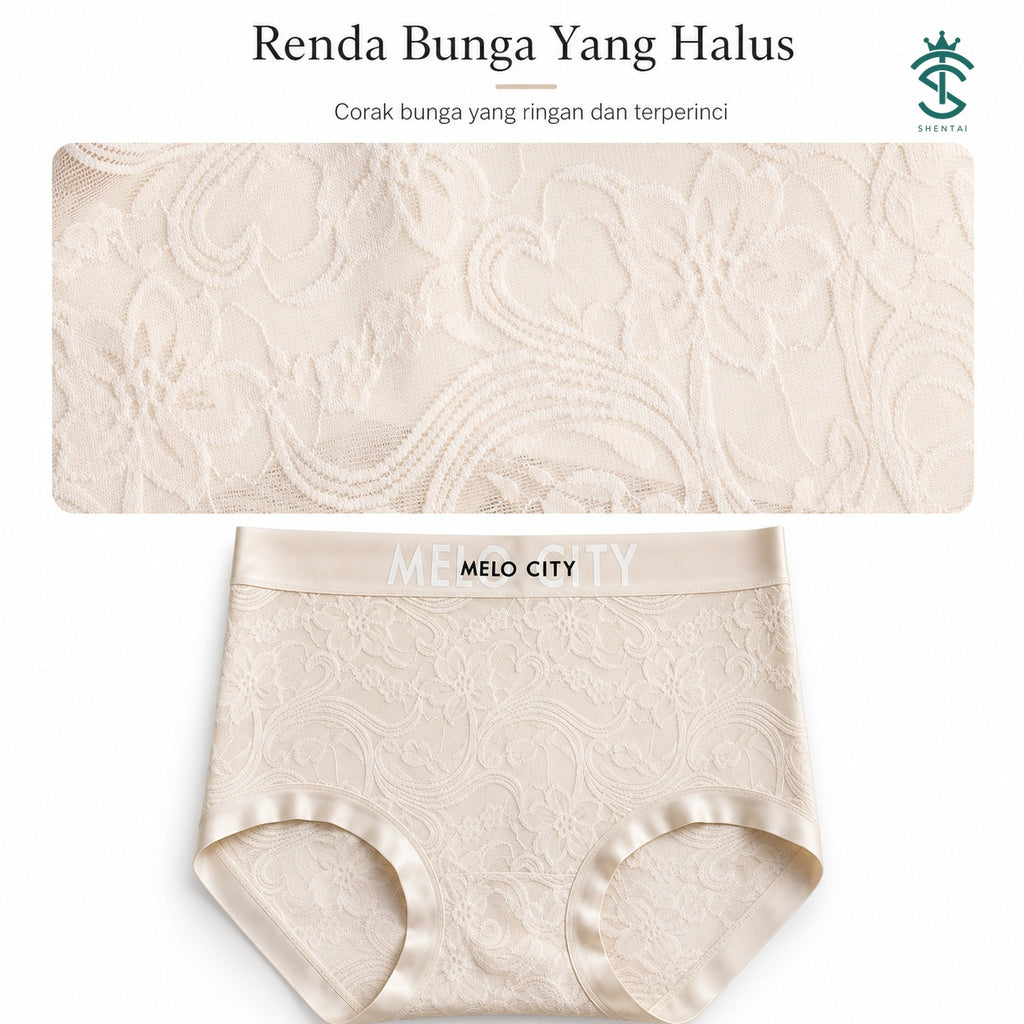 Seluar Dalam Wanita Renda Pinggang Tinggi, Sokongan Ringan 5 Warna 2890 – imej produk 3