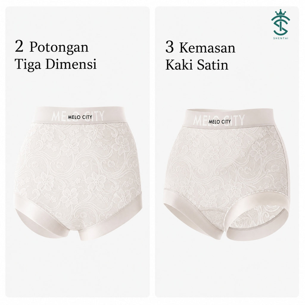 Seluar Dalam Wanita Renda Pinggang Tinggi, Sokongan Ringan 5 Warna 2890 – imej produk 8