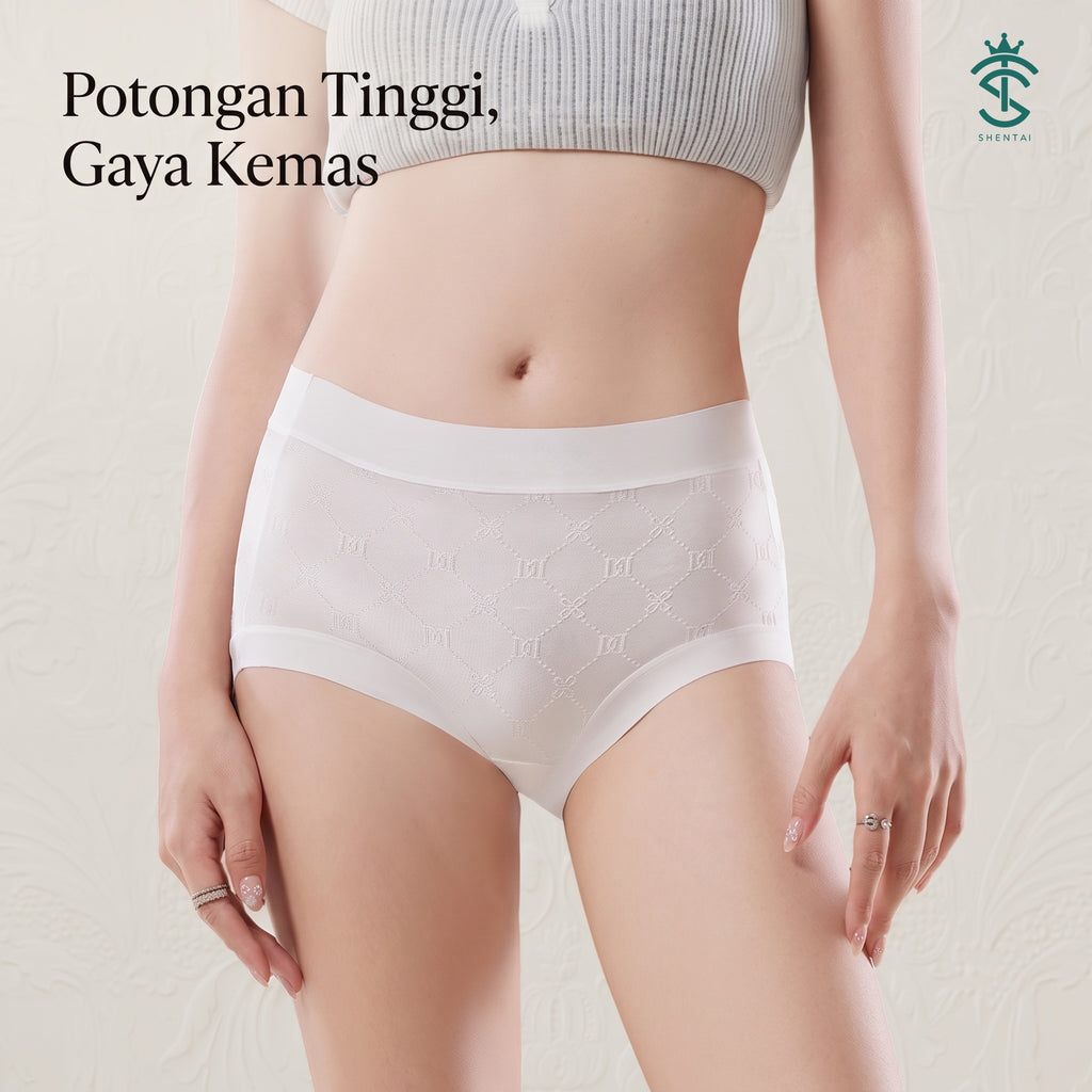 Seluar Dalam Wanita Satin Berkilau Pinggang Tinggi, 6 Warna Selesa 2891 – imej produk 2