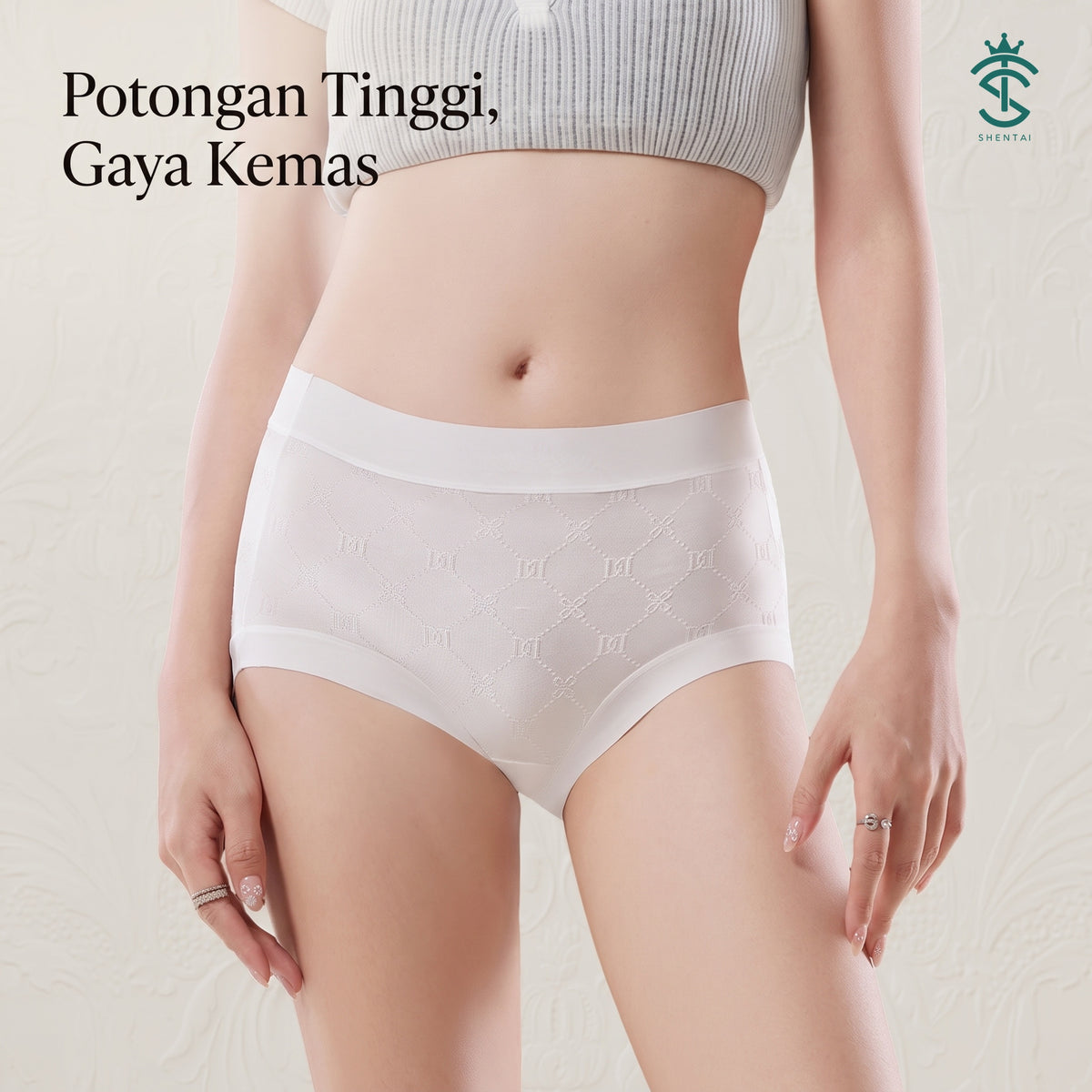 Seluar Dalam Wanita Satin Berkilau Pinggang Tinggi, 6 Warna Selesa 2891 – imej produk 2