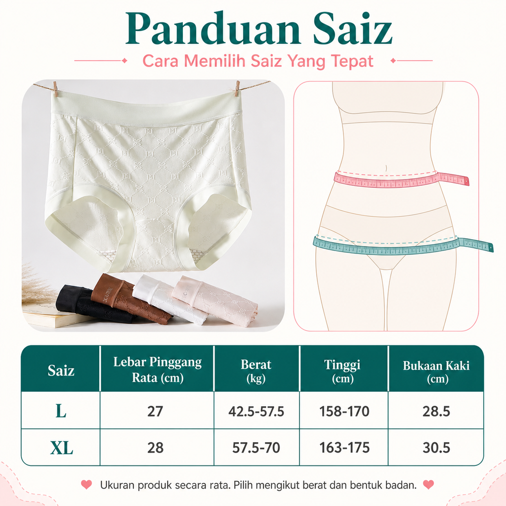 Seluar Dalam Wanita Satin Berkilau Pinggang Tinggi, 6 Warna Selesa 2891 – imej produk 9
