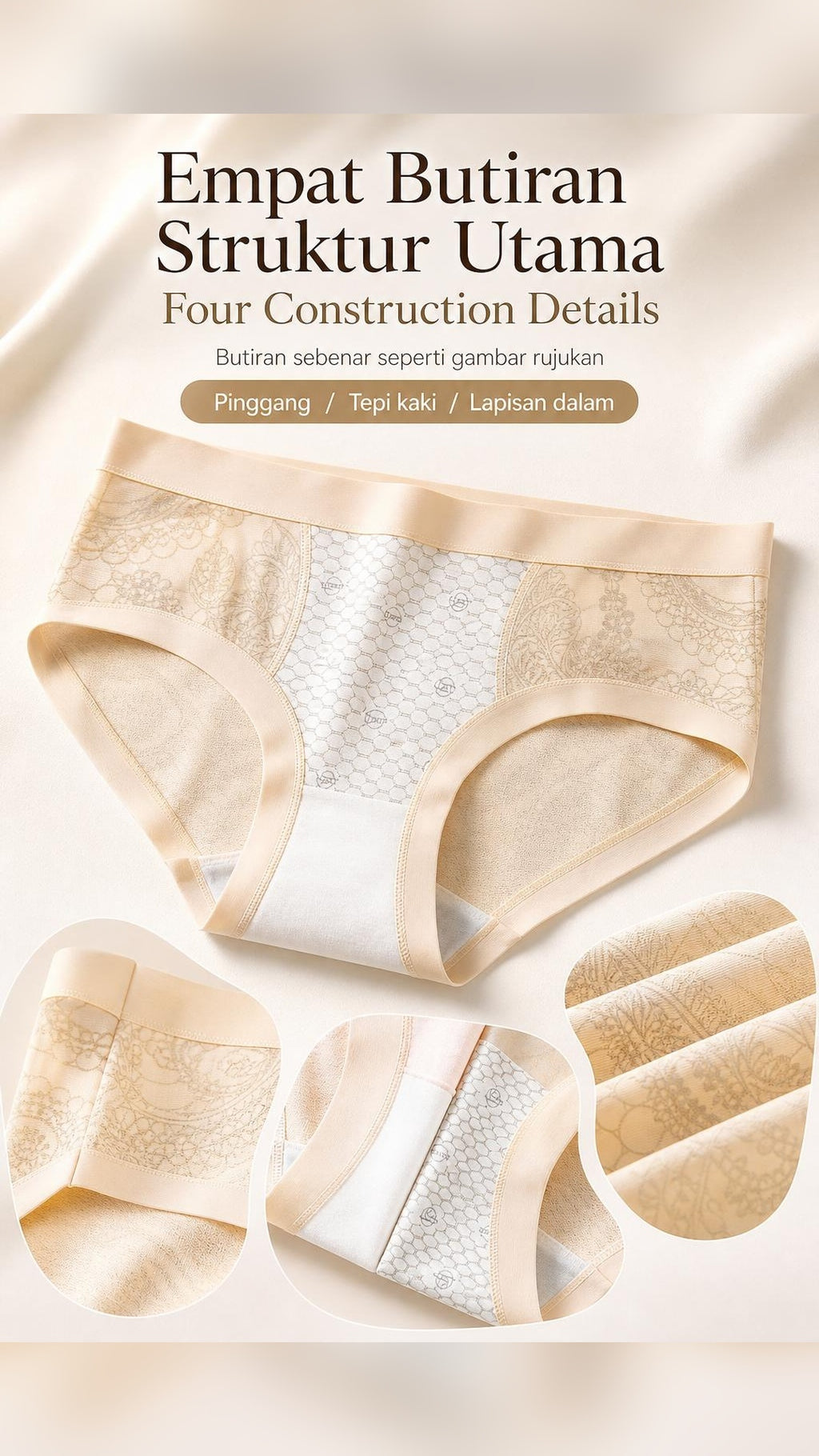 Seluar Dalam Wanita Tanpa Kesan Nipis Ringan, 6 Warna Selesa 113 – butiran produk 3