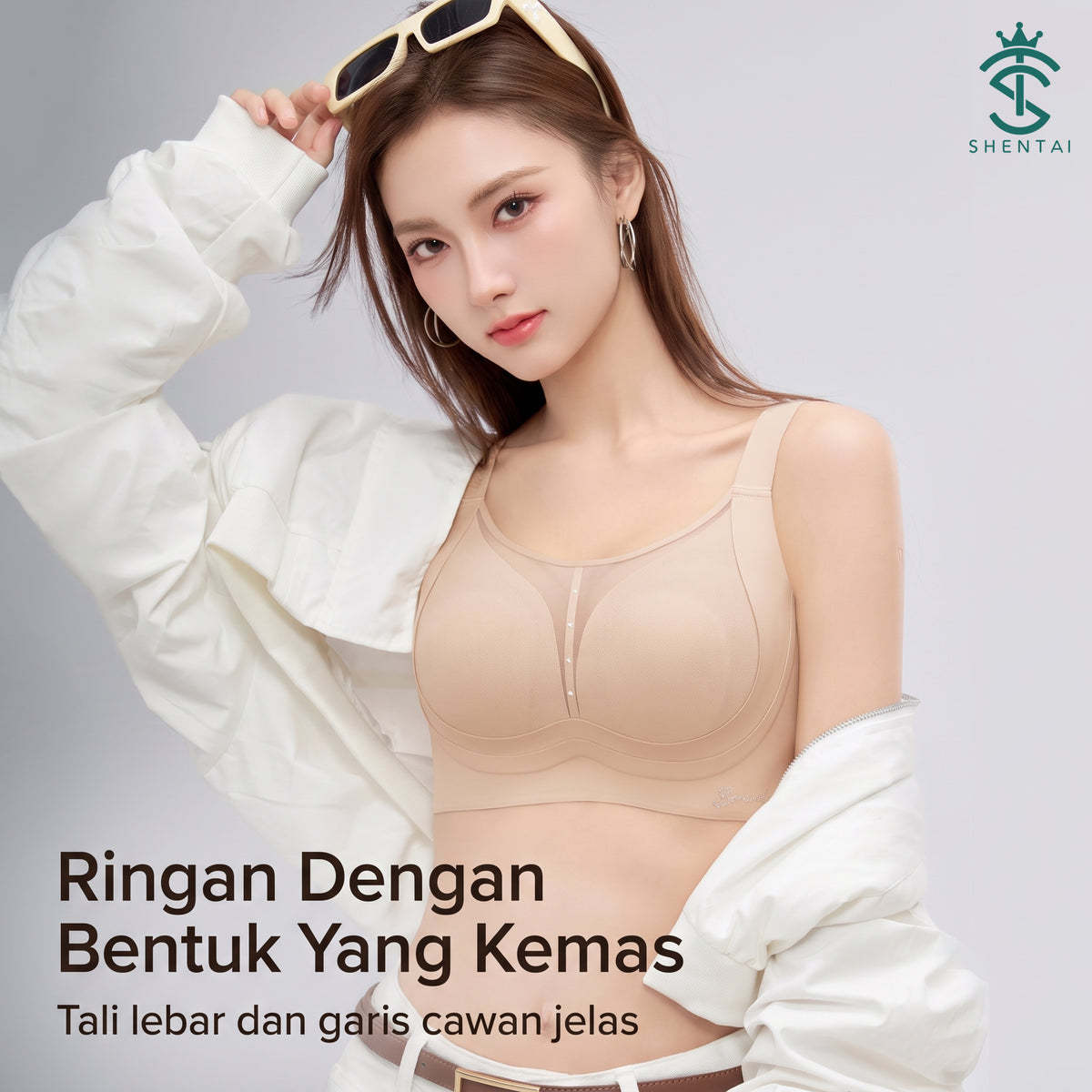 Soft-Shine Wide-Strap Wireless Bra – 8856, complete product view